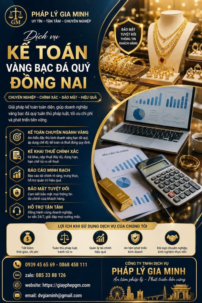Dịch vụ kế toán vàng bạc đá quý Đồng Nai