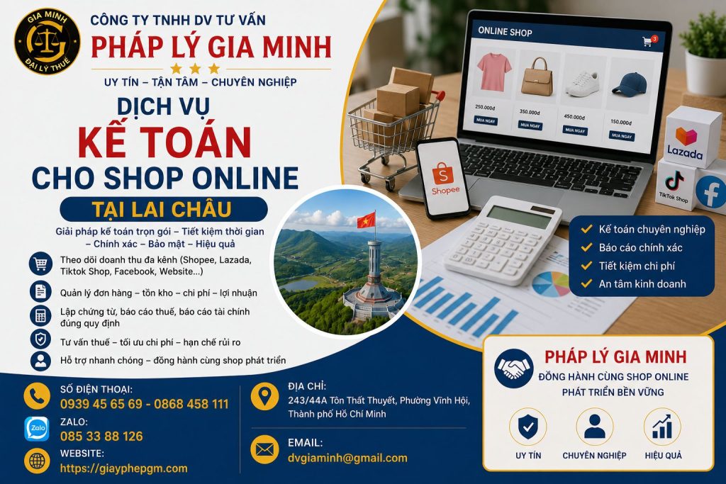 Dịch vụ kế toán cho shop online tại Lai Châu