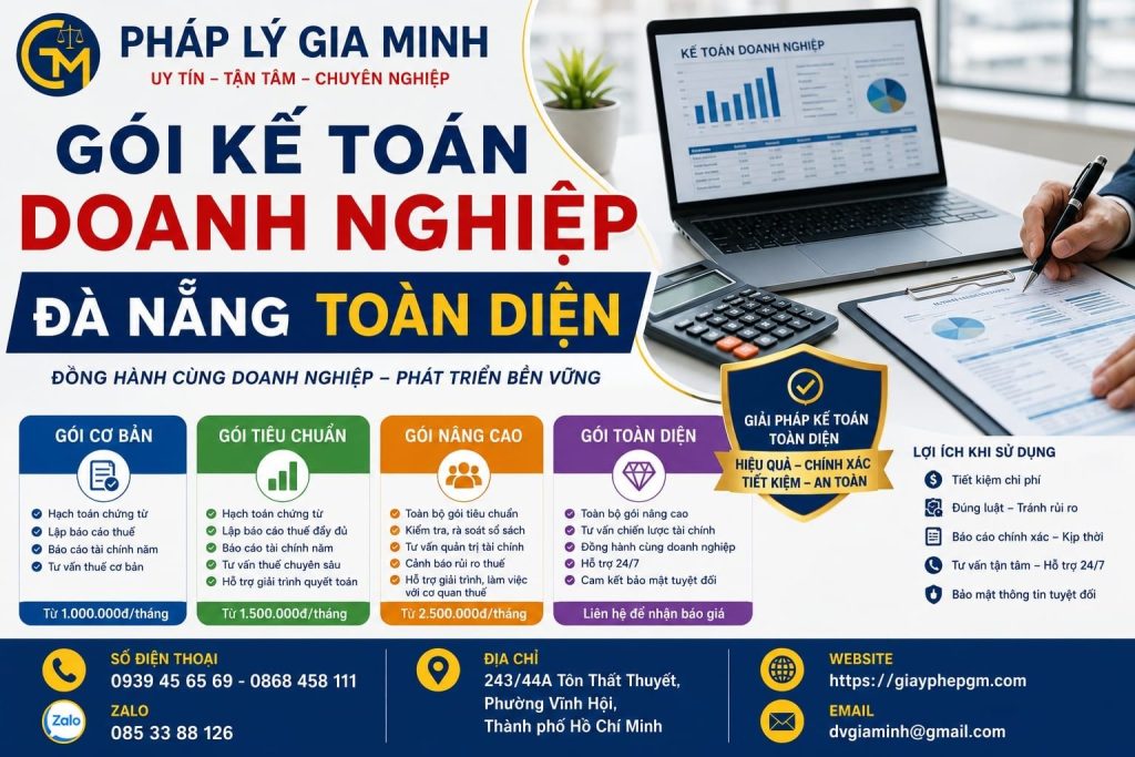 Gói kế toán doanh nghiệp Đà Nẵng toàn diện