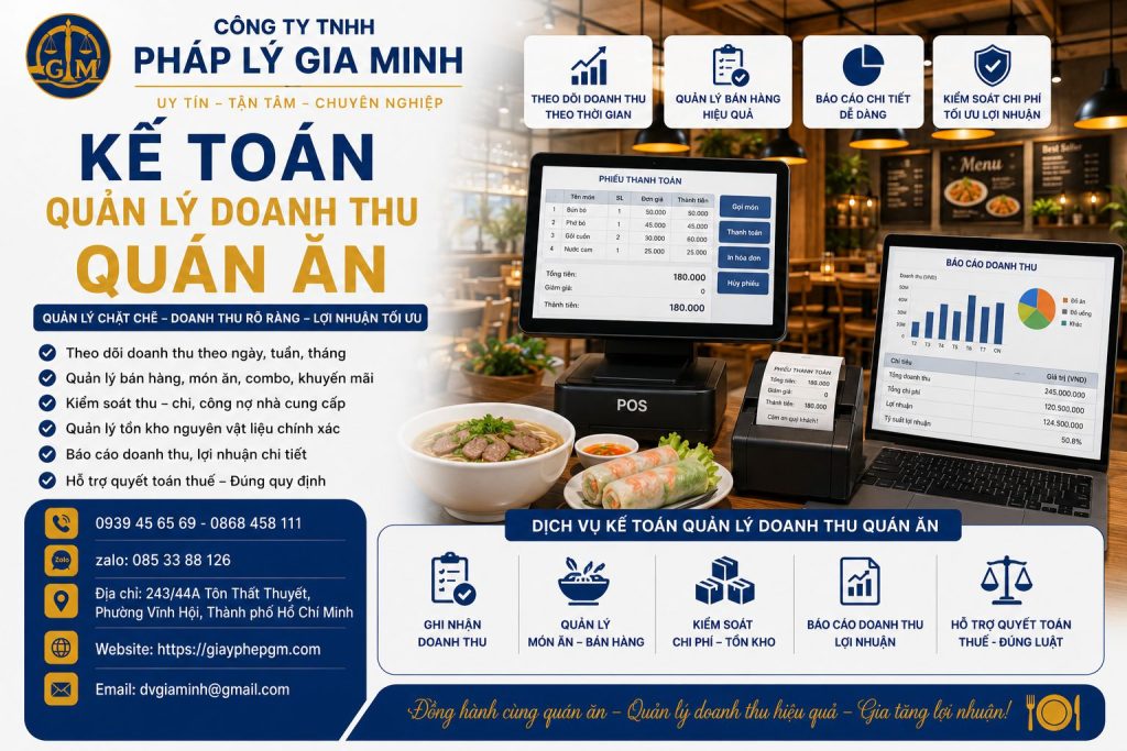 Kế toán quản lý doanh thu quán ăn