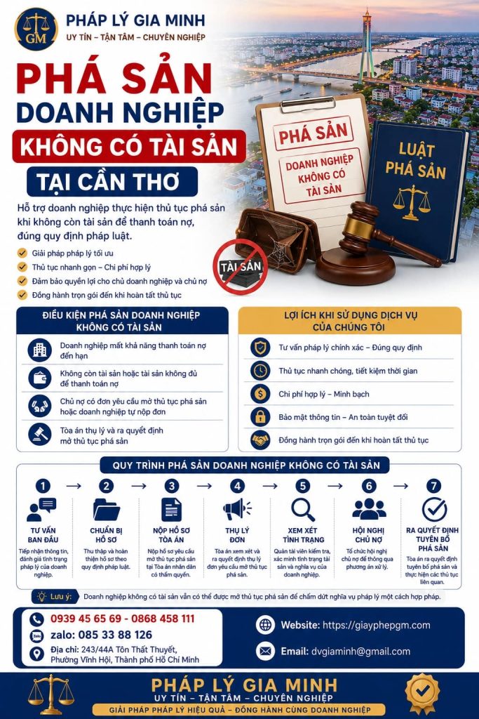 Phá Sản Doanh Nghiệp Không Có Tài Sản Tại Cần Thơ