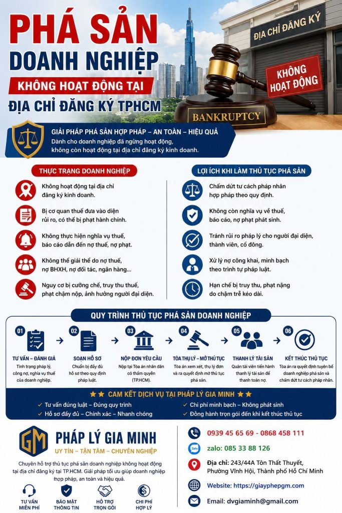 Phá Sản Doanh Nghiệp Không Hoạt Động Tại Địa Chỉ Đăng Ký TPHCM