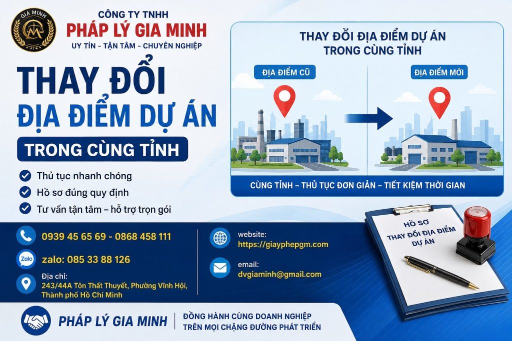 Thay Đổi Địa Điểm Dự Án Trong Cùng Tỉnh